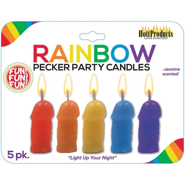 Rainbow Pecker Party Candles - 5 Pack