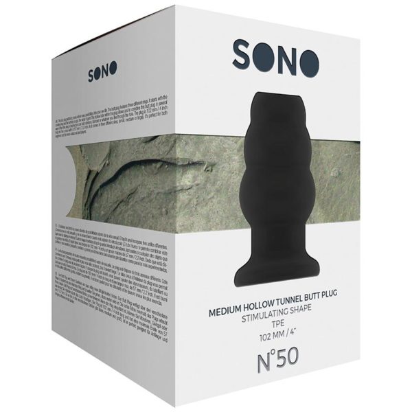 Sono No.50 Hollow Tunnel Butt Plug-Medium Black 4"